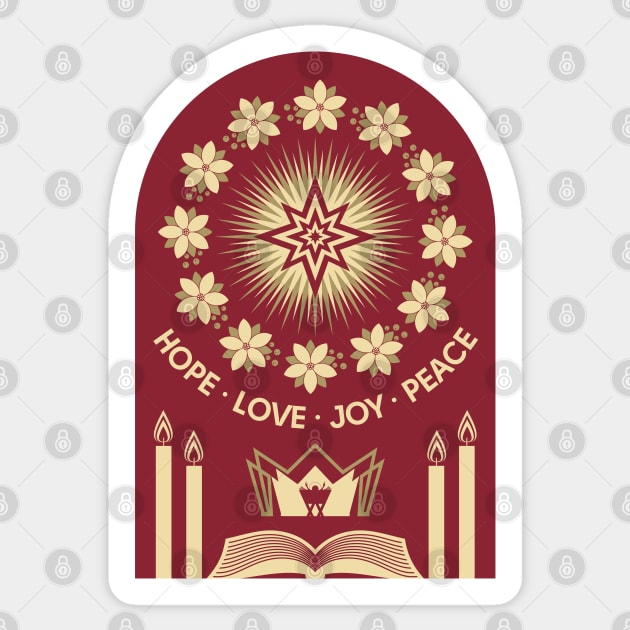 Four Advent candles lit in anticipation of the birth of Jesus Christ Sticker by Reformer